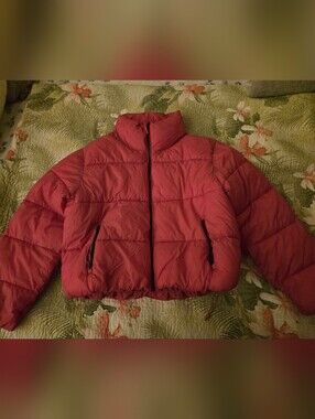 Pink Cropped Puffer Jacket